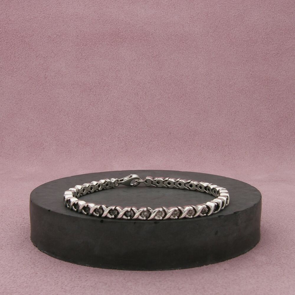 ⚡clearance⚡ zales sterling silver diamond accent x tennis bracelet size 6.75in